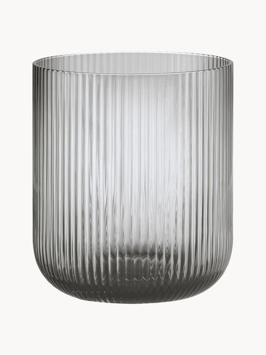Ven Glass Candle Holder with Embossed Pattern, H 16 cm