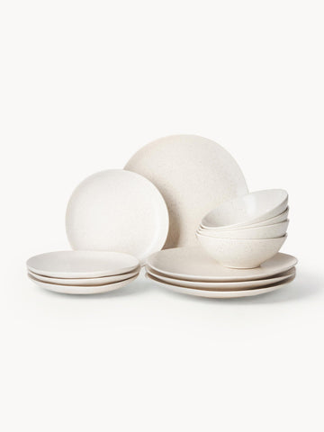 Handmade Tableware Set Nordic Vanilla, 4 People, Set of 12