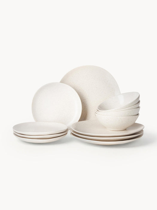 Handmade Tableware Set Nordic Vanilla, 4 People, Set of 12
