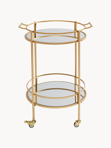Round Serving Trolley Emilia with Mirrored Glass Shelves