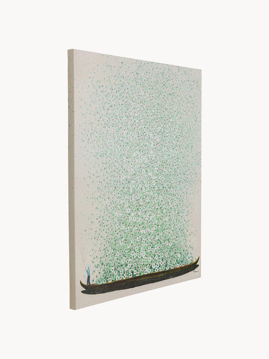 Hand-Painted Canvas Art Flower Boat