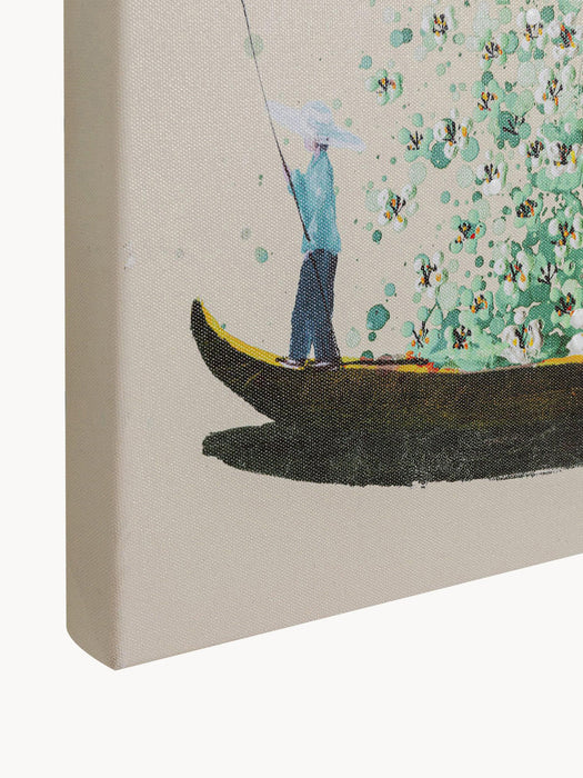 Hand-Painted Canvas Art Flower Boat
