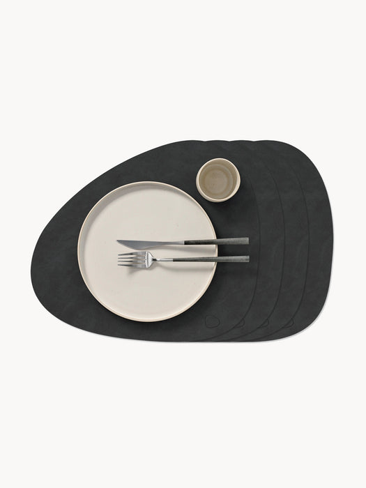 Asymmetrical Leather Placemats Curve Set of 4