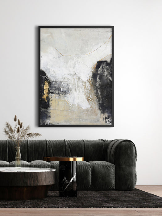 Hand-Painted Canvas Art White Noir