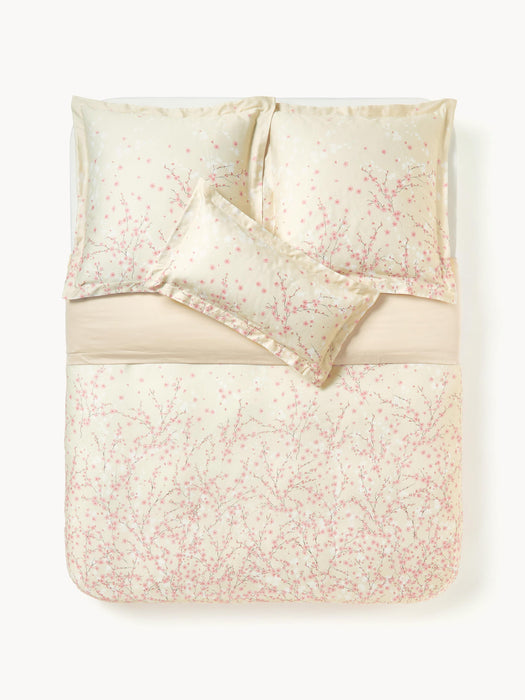 Sakura Cotton Sateen Duvet Cover with Floral Print