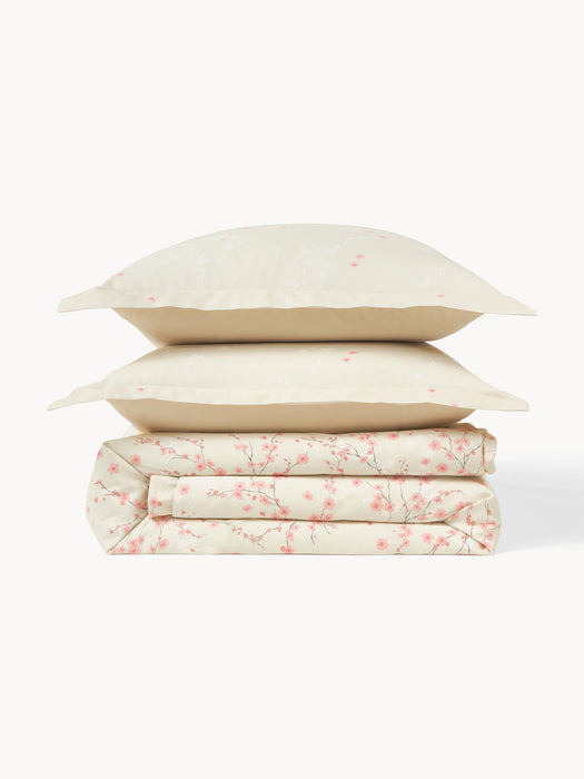 Sakura Cotton Sateen Duvet Cover with Floral Print