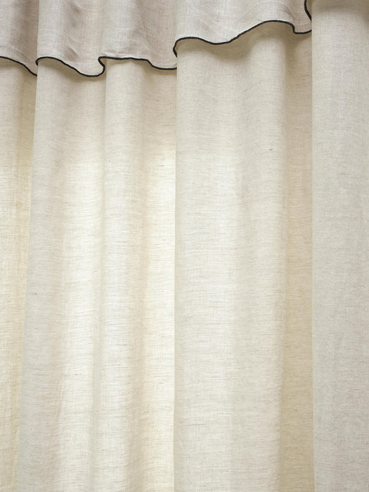 Eleonara Light-Filtering Linen Rod Pocket Curtains, Set of 2, W 145 cm