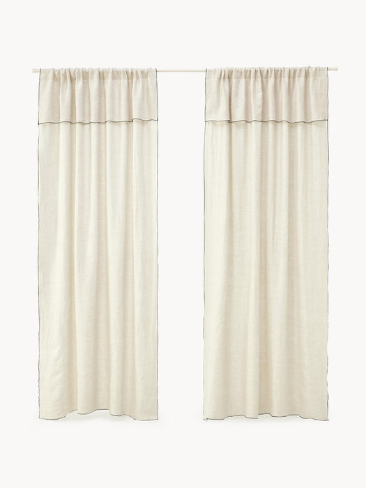 Light-Filtering Linen Rod Pocket Curtains Eleonara Set of 2 W 145 cm