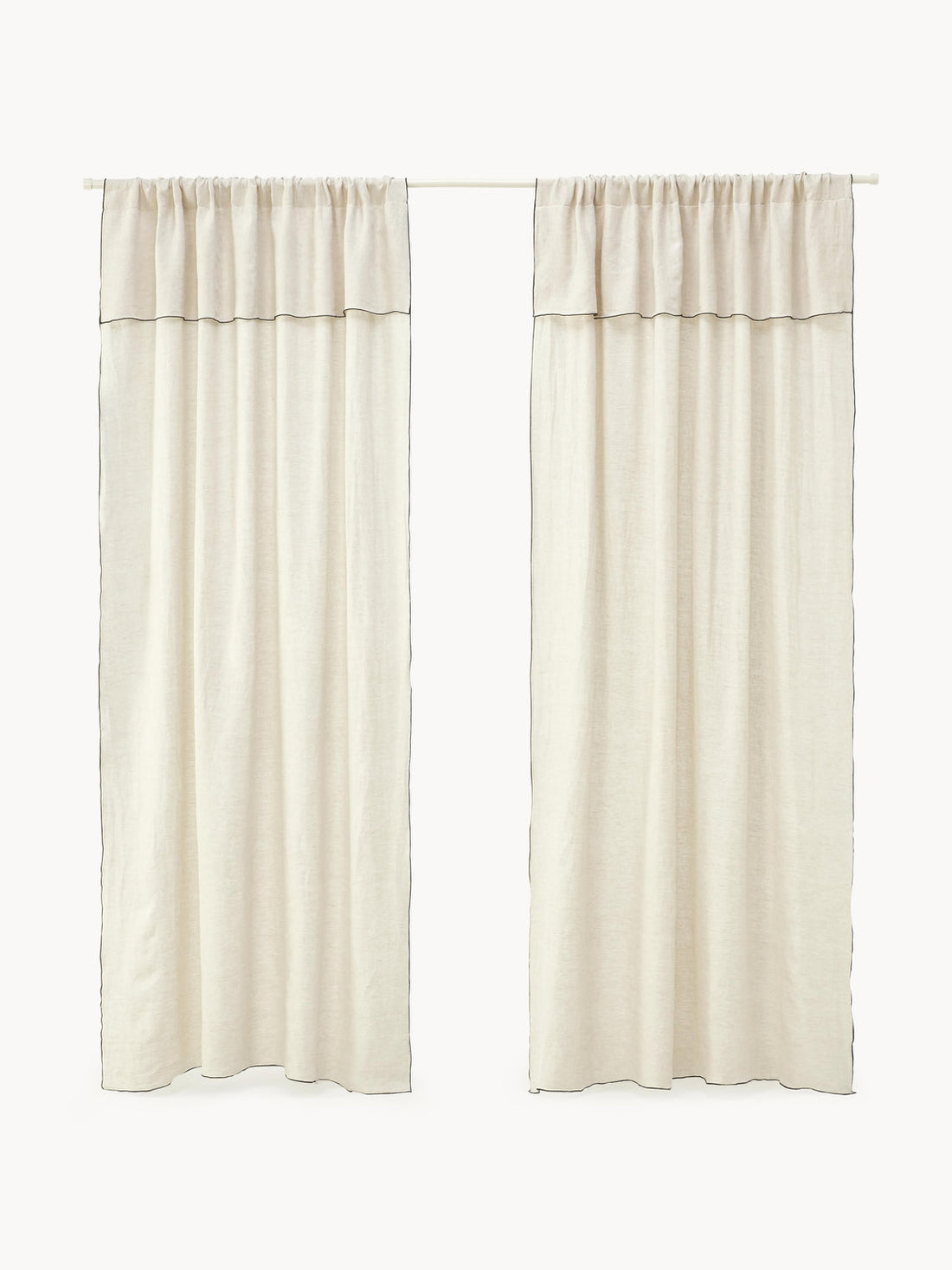 Eleonara Light-Filtering Linen Rod Pocket Curtains, Set of 2, W 145 cm