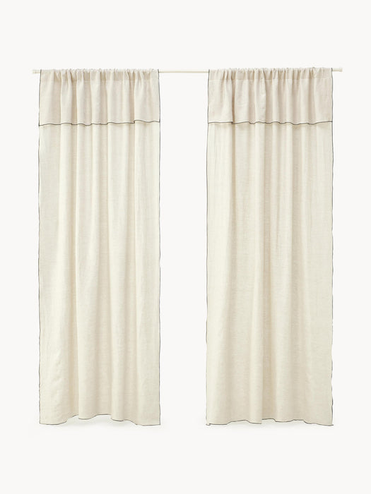 Eleonara Light-Filtering Linen Rod Pocket Curtains, Set of 2, W 145 cm