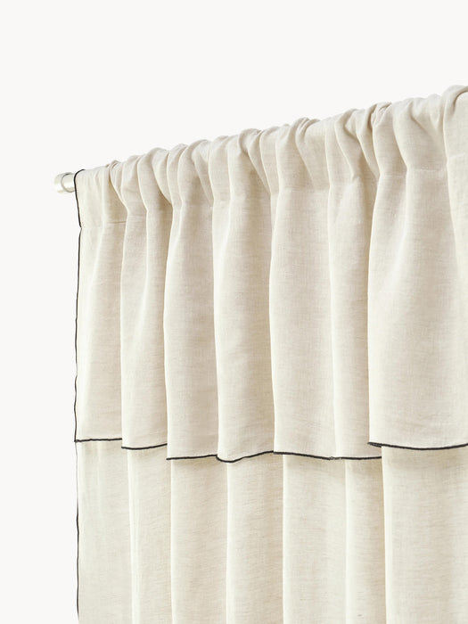 Eleonara Light-Filtering Linen Rod Pocket Curtains, Set of 2, W 145 cm