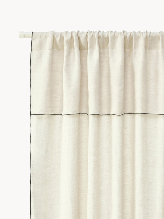 Eleonara Light-Filtering Linen Rod Pocket Curtains, Set of 2, W 145 cm