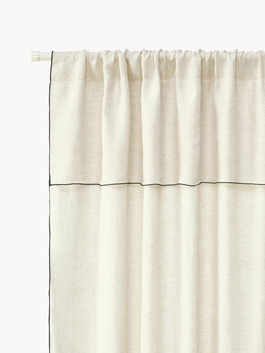 Light-Filtering Linen Rod Pocket Curtains Eleonara Set of 2 W 145 cm