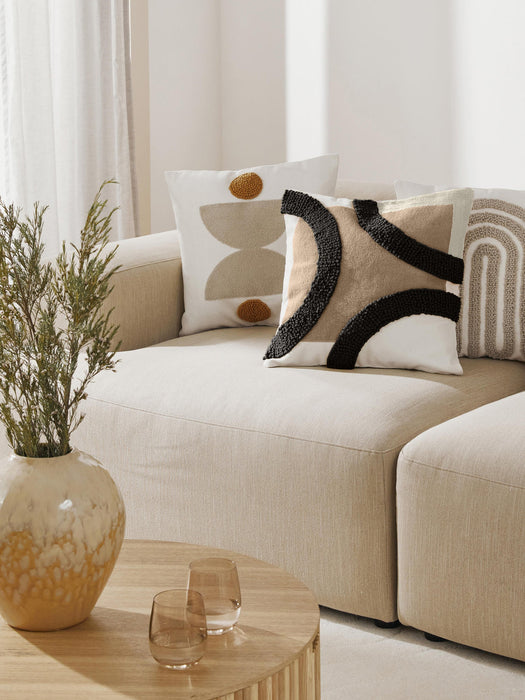 Reza Embroidered Cotton Cushion Cover with a High-Low Structure