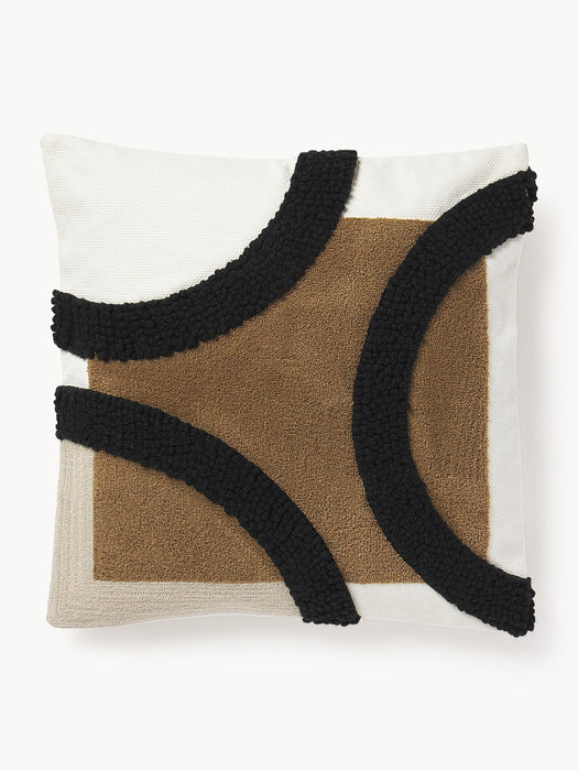 Reza Embroidered Cotton Cushion Cover with a High-Low Structure