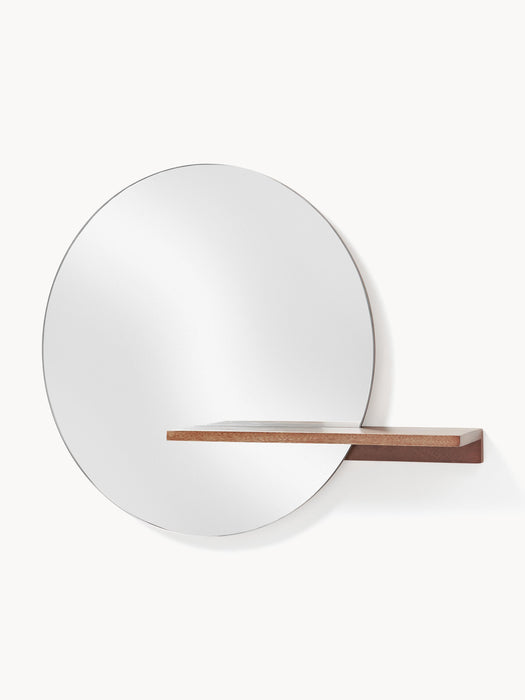 Round Wall Mirror Sandro with Wooden Shelf