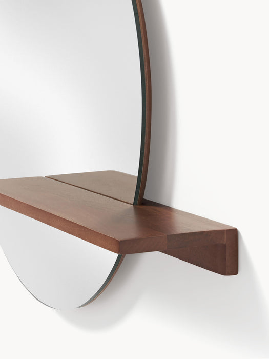 Round Wall Mirror Sandro with Wooden Shelf