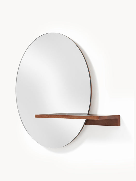 Round Wall Mirror Sandro with Wooden Shelf
