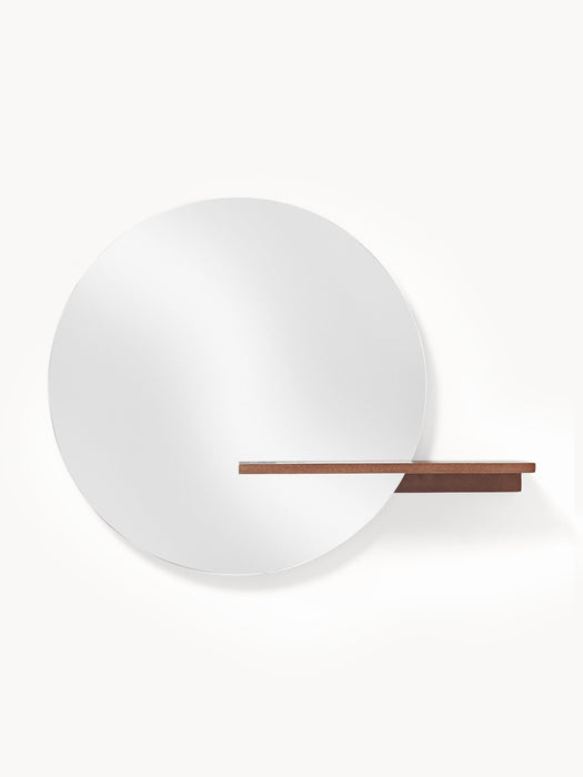 Round Wall Mirror Sandro with Wooden Shelf