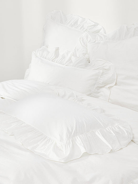 Louane Washed Cotton Percale Duvet Cover with Ruffles