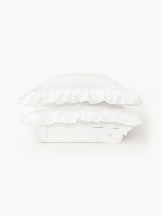 Louane Washed Cotton Percale Duvet Cover with Ruffles