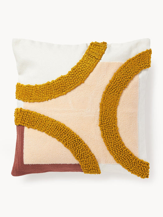 Reza Embroidered Cotton Cushion Cover with a High-Low Structure