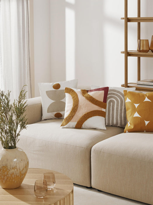 Reza Embroidered Cotton Cushion Cover with a High-Low Structure