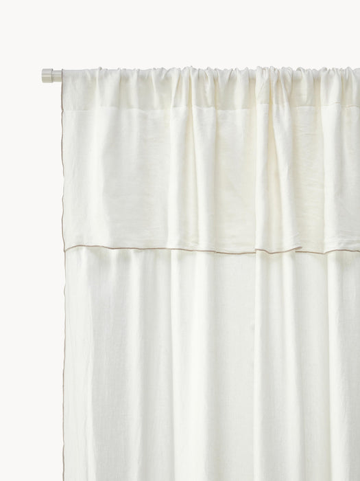 Eleonara Light-Filtering Linen Rod Pocket Curtains, Set of 2, W 145 cm