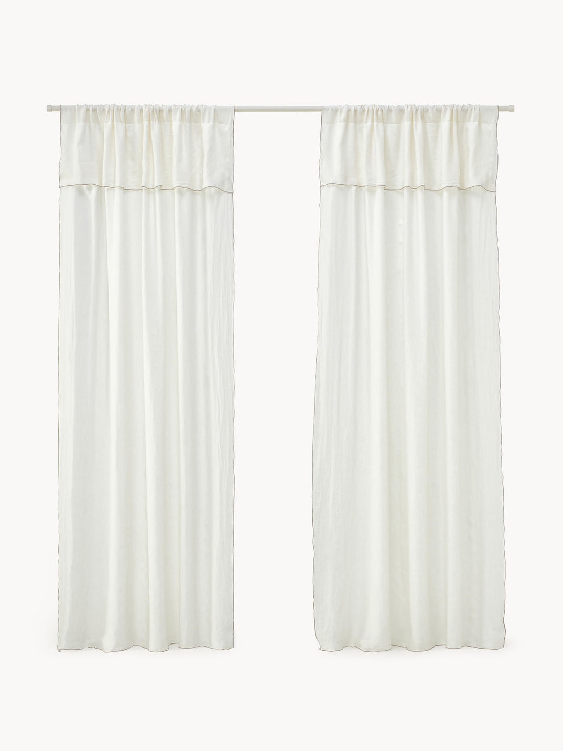 Eleonara Light-Filtering Linen Rod Pocket Curtains, Set of 2, W 145 cm