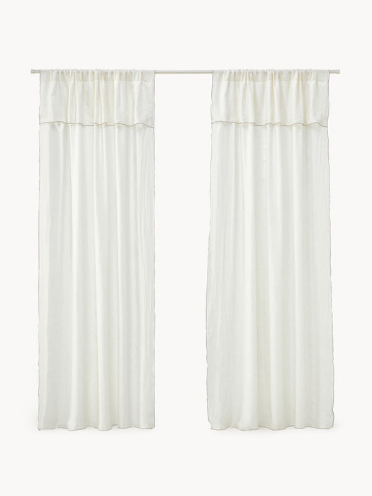 Eleonara Light-Filtering Linen Rod Pocket Curtains, Set of 2, W 145 cm