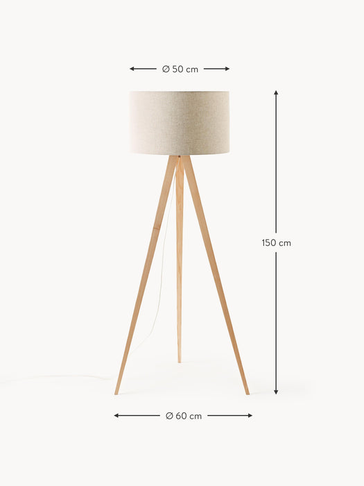 Solid Wood Tripod Floor Lamp Jake