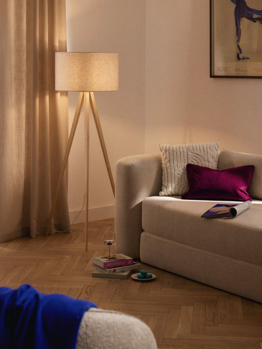 Jake Solid Wood Tripod Floor Lamp