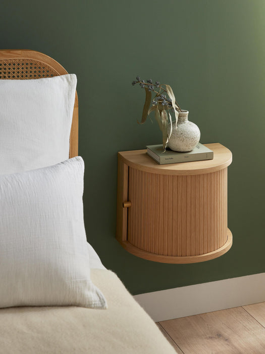 Wall-Mounted Bedside Table Calary with Fluted Front