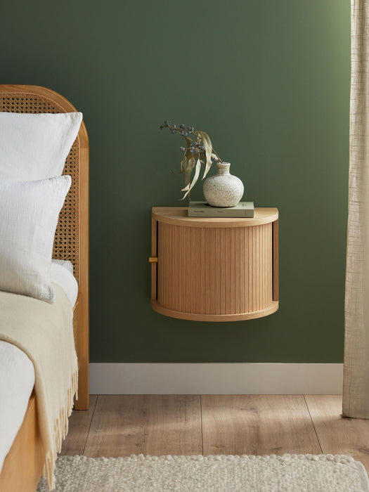 Wall-Mounted Bedside Table Calary with Fluted Front