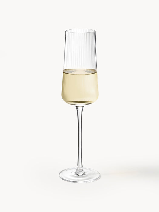 Handmade Grooved Structure Champagne Glasses Cami Set of 4