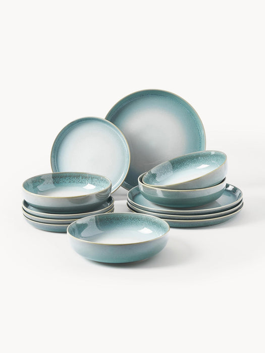 Havana Reactive Glaze Tableware Set, 4 people, Set of 12