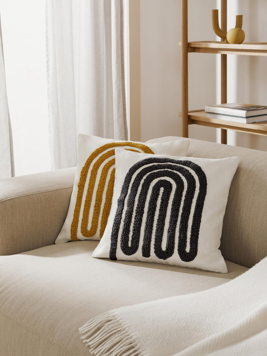 Embroidered Cotton Cushion Cover Vahid with a High-Low Texture