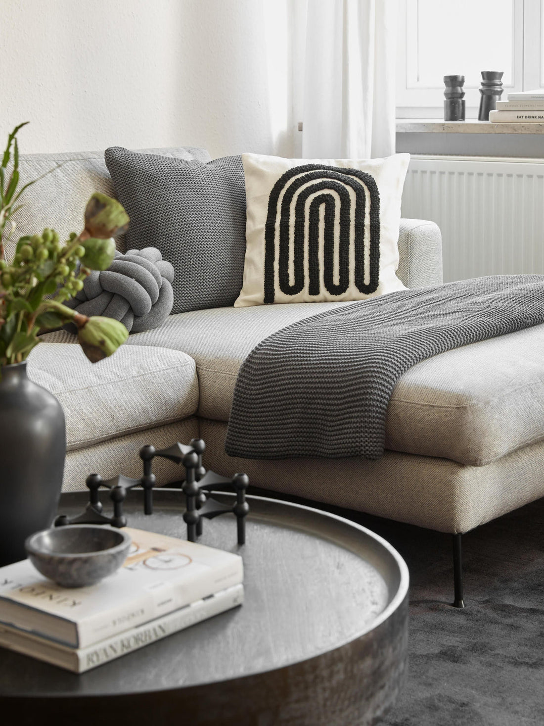 Vahid Embroidered Cotton Cushion Cover with a High-Low Texture