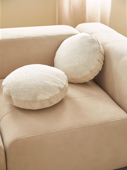 Aya Round BouclÃ© Cushion with Piping