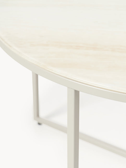 Antigua Round Coffee Table with Travertine Effect Glass Top