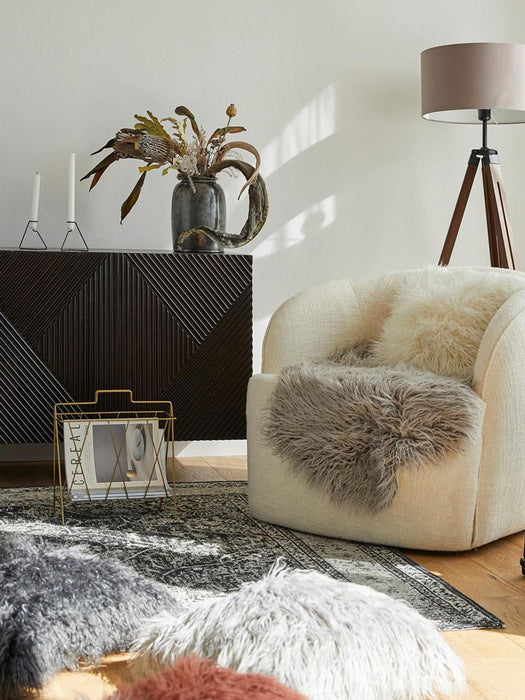 Morten Fluffy Faux-Fur Cushion Cover, Curled