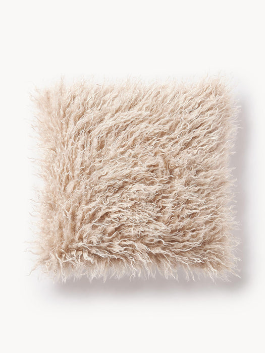 Morten Fluffy Faux-Fur Cushion Cover, Curled