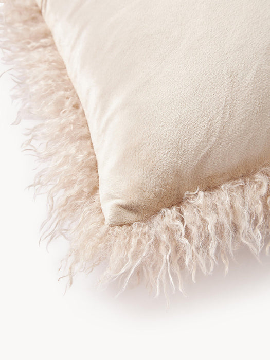 Morten Fluffy Faux-Fur Cushion Cover, Curled