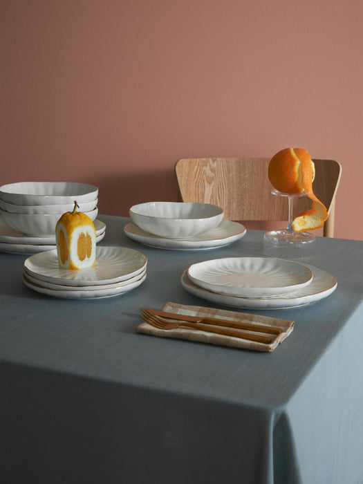 Sali Porcelain Tableware Set with Embossed Pattern, 4 People, Set of 12