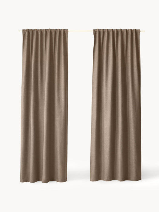 Jensen Opaque Multi-Band Curtains, Set of 2, W 130 cm