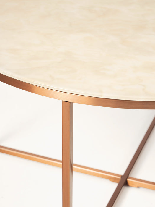 Round Coffee Table Antigua with Marble Effect Glass Top