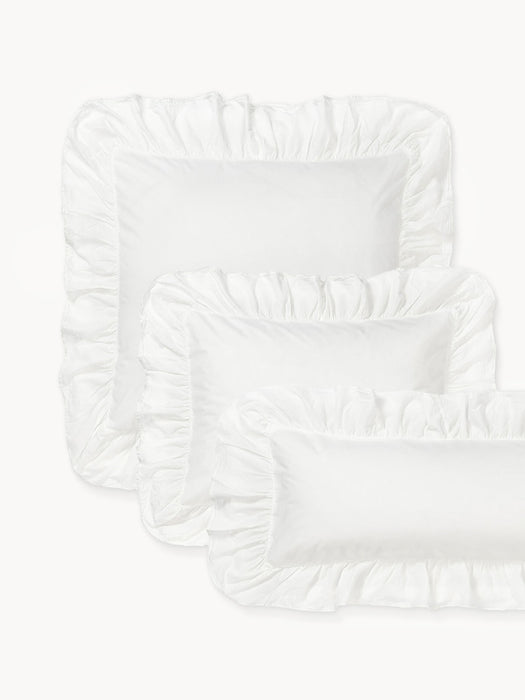 Washed Cotton Percale Pillowcase Louane with Ruffles