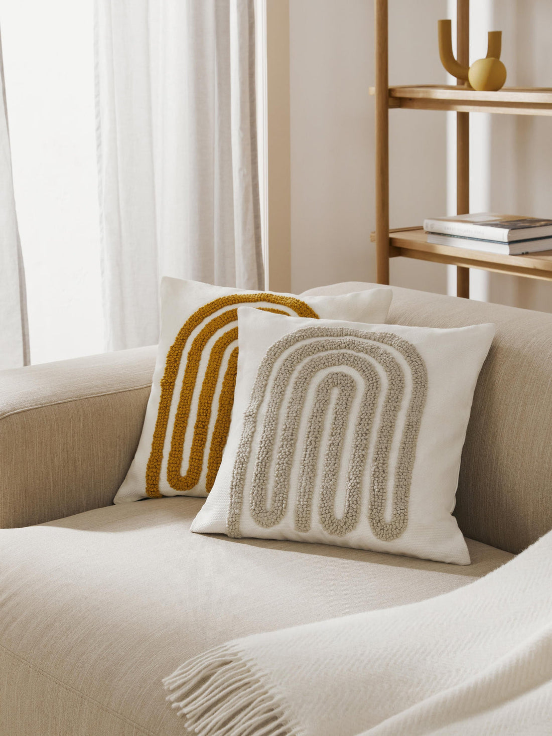 Vahid Embroidered Cotton Cushion Cover with a High-Low Texture