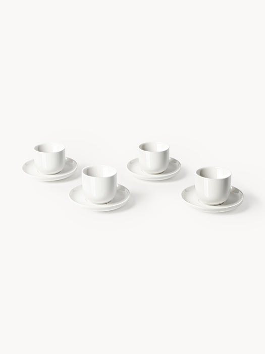 Porcelain Espresso Cups Nessa with Saucers Set of 4
