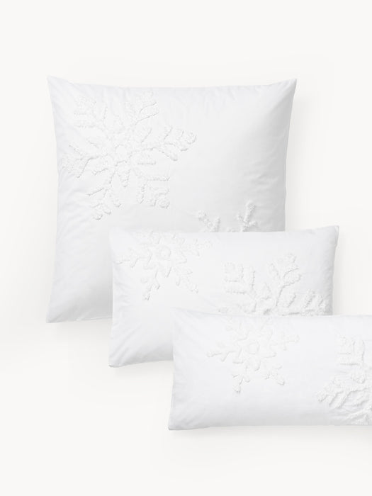 Cotton Percale Pillowcase Vidal with Tufted Snowflake Motif